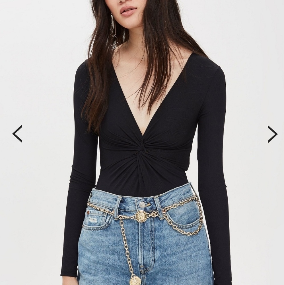 Topshop longsleeve twist body suit